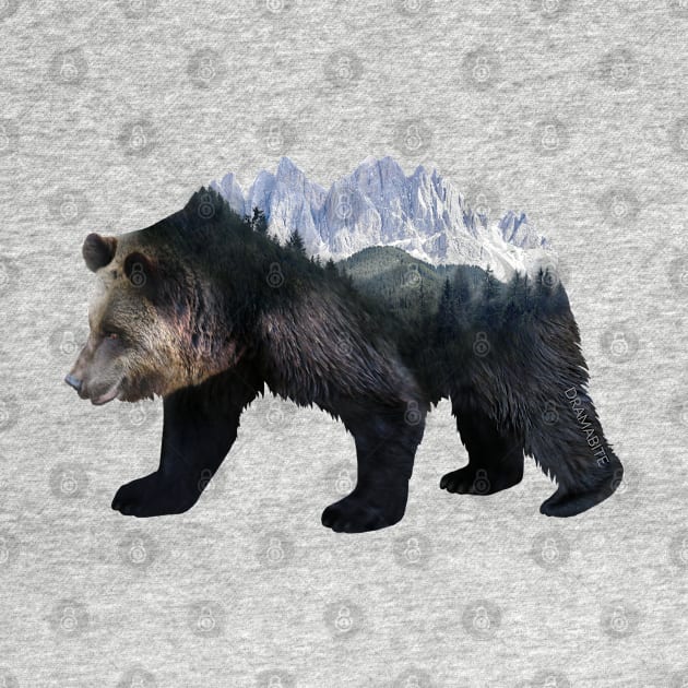 Dramabite Bear Double Exposure Surreal Wildlife Animal Mountains by dramabite